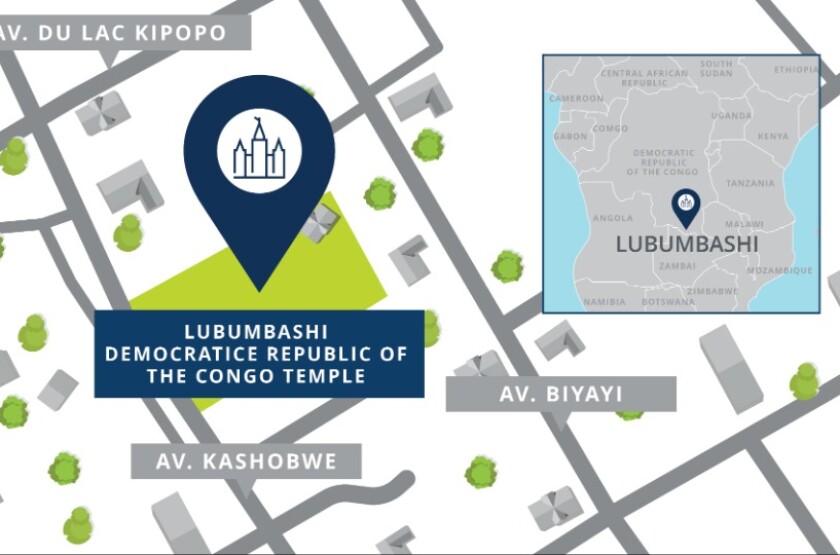 The location of the Lubumbashi Democratic Republic of the Congo Temple.