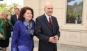 President Russell M. Nelson of The Church of Jesus Christ of Latter-day Saints and his wife, Sister Wendy Nelson, and Elder Gary E. Stevenson of the Quorum of the Twelve Apostles and his wife, Sister Lesa Stevenson, walk near the temple in Concepcion, Chile, on Saturday, Oct. 27, 2018.